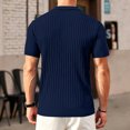 thumbnail image 4 of Boyscolos Men's Slim Fit Ribbed Knit Zipper Collar Muscle Polo Shirts, Stylish Short Sleeve Golf Casual Tees Navy 4XL, 4 of 4