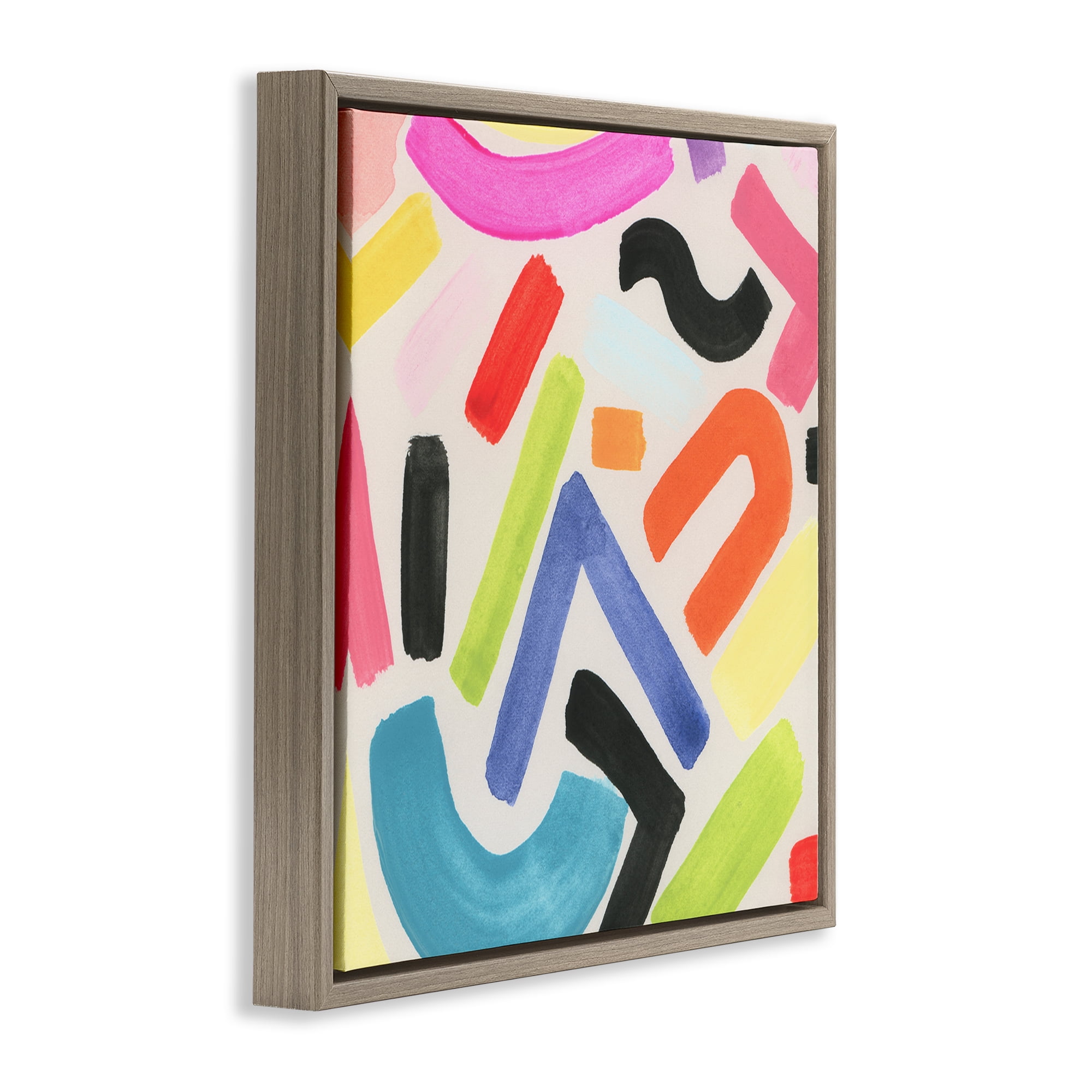 Stupell Industries Modern Squiggle Shapes Abstract Painting Brown Floater Framed Canvas Art Print Wall Art, 25 x 25