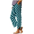 thumbnail image 3 of UVEASISHA Womens Polka Dot Cropped Pants Elastic Waist Wide Leg Pants Casual Straight Split Hem Trousers Summer Beach Vacation Gauze Pants Light Blue XXL, 3 of 7