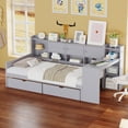 thumbnail image 3 of Euroco Wood Full Size Daybed with Storage Cabinets and Drawers, Desk and Shelves, Gray, 3 of 7