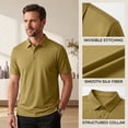 thumbnail image 5 of Polo Shirts for Men Stylish Collared Short Sleeve Ice Silk Top Fitness Moisture Wicking Quick Dry Work Blouse, L, 5 of 9