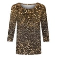 thumbnail image 5 of Cavosen Ladies Tops 3/4 Sleeve Glitter Sparkly Print Pullover Blouse Crewneck Shiny Shirts Solid Color Party Tshirts Stylish Casual Dressy Elegant Evening Tees Holiday 5XL, 5 of 5