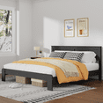 thumbnail image 2 of King Size Farmhouse Wooden Bed Frame with Headboard, Rustic Platform Bed with Silent Wood Slat System, No Box Spring Needed, Rustic Black, 2 of 10