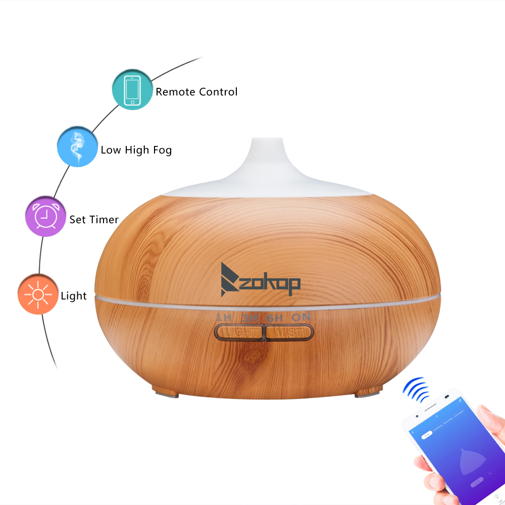Zimtown 550ML 7 LED Wood Grain Essential Oil Diffuser Humidifier Aroma