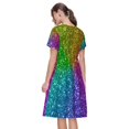 thumbnail image 2 of Bixox Robe d'Été à Manches Courtes pour Femmes Robe Ample Longueur Genou avec Poches-Coloré Pailleté, 2 of 7