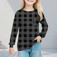 thumbnail image 2 of GigrtiJin 5-14 Years Girl's Tops Plaid Printed Round Neck Long Sleeve Shirt with Pocket Trendy Casual Blouse, 2 of 7
