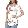 thumbnail image 4 of Verano V Cuello Manga Corta Túnica Impreso Criss Cross Casual Camiseta Moda Blusa Tops para Mujer, 4 of 6