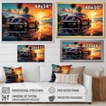 thumbnail image 4 of Designart "Sunset Drive Orange and Pink Classic Car on Beach I" Transportation Framed Wall Art Decor - Modern Red Car Old American Living Room Framed Canvas Art, 4 of 6