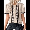 thumbnail image 3 of Blusas de Trabajo para Mujer, con Botones, Larga, Cuello en V, Encaje, Informales, con Botones, Camisas de Moda de Otoño, Color Albaricoque XL, 3 of 10
