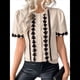 thumbnail image 3 of Blusas de Trabajo para Mujer, con Botones, Larga, Cuello en V, Encaje, Informal, con Botones, Camisas de Moda de Otoño, Color Albaricoque M, 3 of 10