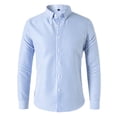 thumbnail image 2 of Vertical Stripe Long Sleeve Shirt for Men Button Down Collar Dress Shirt Slim Fit Business Casual Shirt Blue 3XL, 2 of 4
