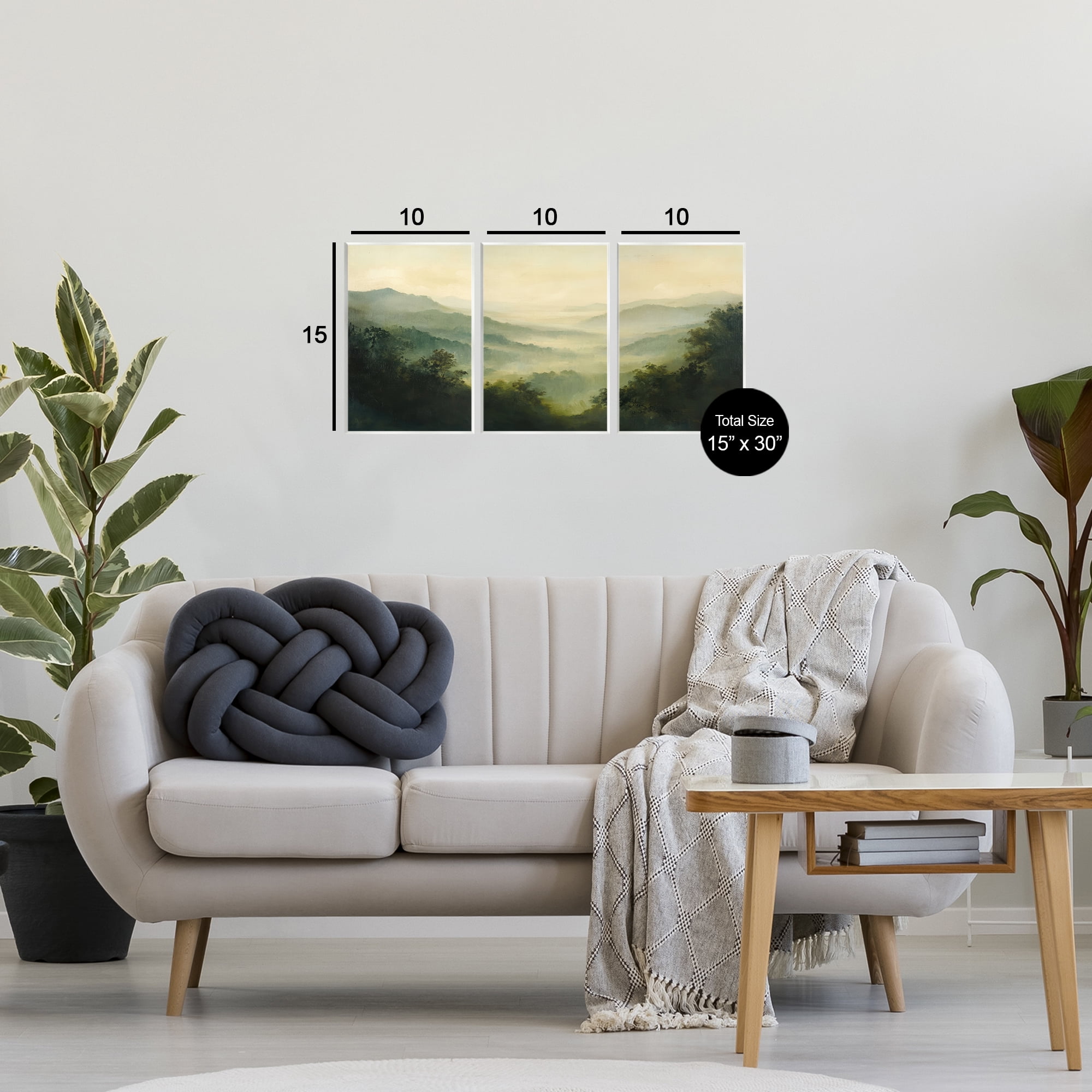 Stupell Industries Through The Haze Mountain Panorama 3 Piece Wall Plaque Art Set, design by Petal Prints Design