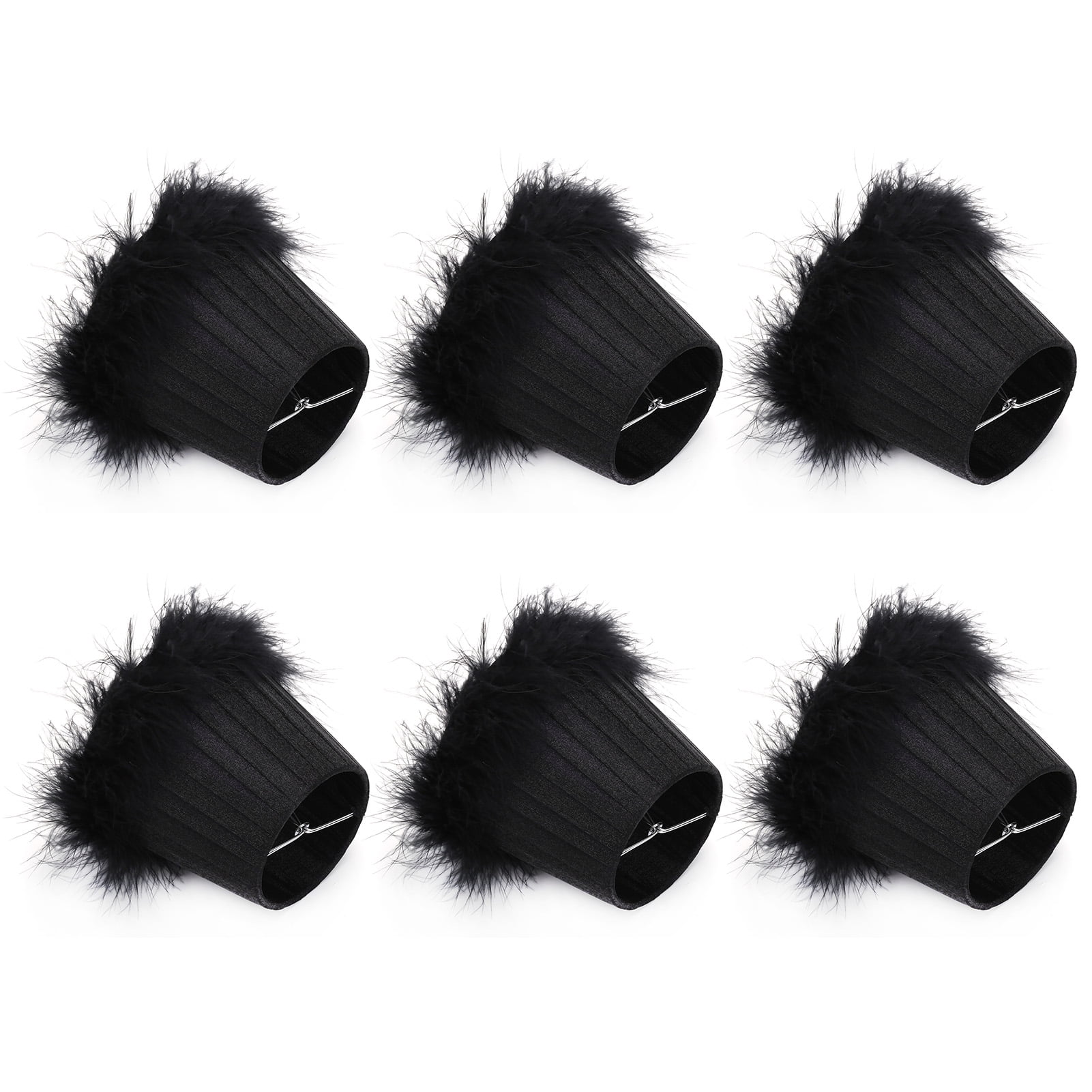 NFTIGB 6Pcs Cloth Pendant Lamp Shade with Feather Edge Purple Chandelier Lampshades Light Accessories (3.3 in / 8.5 cm to 4.7 in / 12 cm)