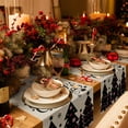 thumbnail image 3 of Christmas Tree Black Cotton Linen Table Runner for Dining Kitchen, Merry Xmas Snowflakes Rustic Vintage Wedding Outdoor Party Tablerunners Decoration, Dresser Scarf Coffee Tablecloth Runners 13"x120", 3 of 9