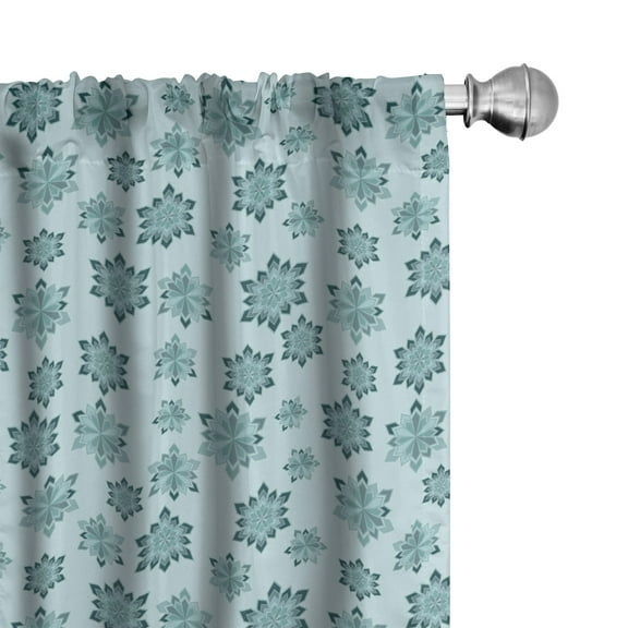 Ambesonne Teal Curtains, Ornate Winter Snowflakes, Pair of 28"x84", Pale Blue Teal Grey