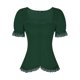thumbnail image 1 of CAMISA VICTORIANA INSPIRE CHIC PARA MUJER CON ESCOTE CORAZÓN Y MANGA CORTA PUFF, BLUSA GÓTICA HALLOWEEN 2XL VERDE OSCURO, 1 of 6