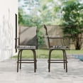thumbnail image 2 of Set of 2 Outdoor Bar Stools, 360° Swivel High Back Patio Chairs with Armrests, Breathable Sling Fabric and Powder-Coated Steel Frame, Light Grey, 23.6"W x 27.6"D x 50"H, 2 of 7