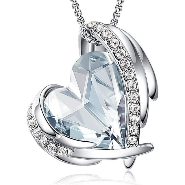 Collares con colgante de corazón de amor para mujer, tono plateado, tono oro rosa, cristales, piedra natal, día de San Valentín, joyería, regalos para mujer, fiesta, día de aniversario, cumpleaños MFZFUKR WRMH-201-9