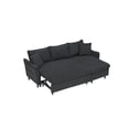 thumbnail image 6 of 80-inch Sleeper Sofa Couch with Pull Out Bed, Corduroy L Shaped Sleeper Sofa with Storage, Convertible Sectional Sleeper Sofa w/Chaise and 3 Back Cushions for Living Room, Office, Black, 6 of 9