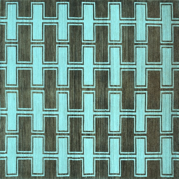 Ahgly Company Indoor Square Abstract Light Blue Contemporary Area Rugs, 8' Square