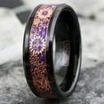 thumbnail image 3 of Tungsten Rings for Men Wedding Bands for Him Womens Wedding Bands for Her 8mm Black Rose Gold Plated Steampunk Clockwork Gears Purple, 3 of 8
