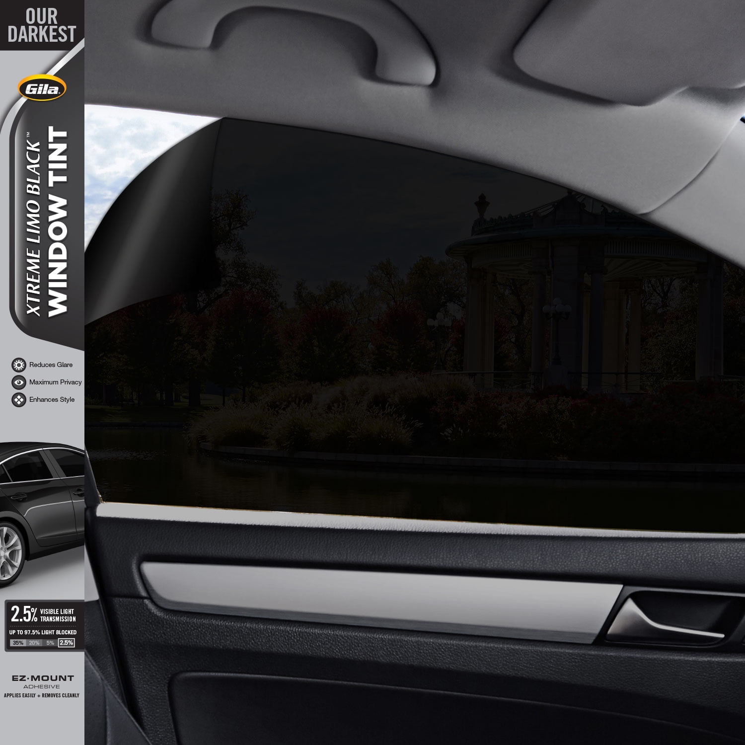 Gila Extreme Limo Black 2 5 Vlt Automotive Window Tint Diy Glare Control Uv Blocking 24in X 78in 2ft X 6 5ft Walmart Com Walmart Com