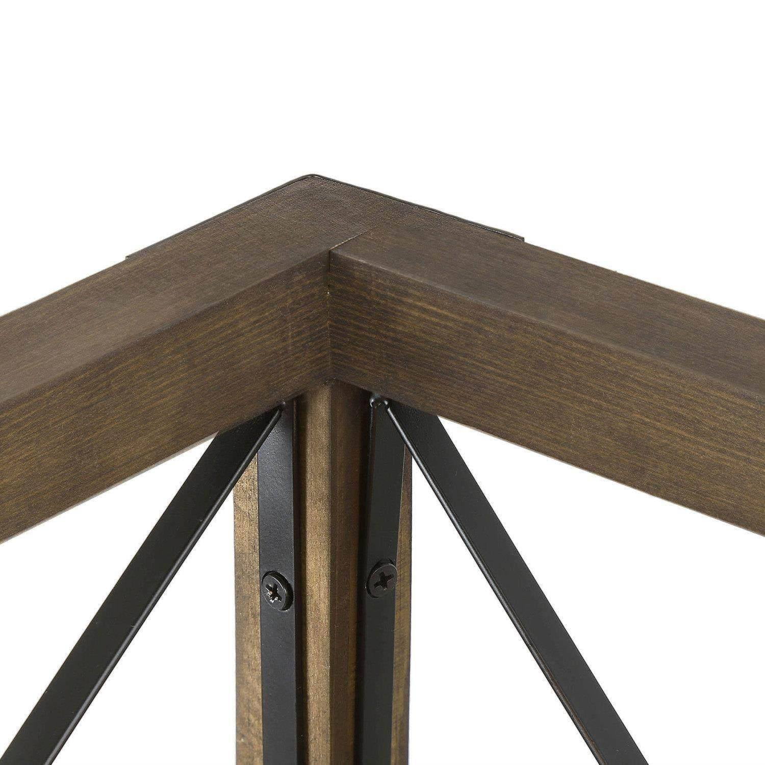 LNC 5-Light Wood and Black Metal Farmhouse Rectangular Kitchen Island Chandelier
