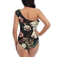 thumbnail image 5 of Honeii Vintage Sunflower Cow for women's one-piece swimsuit featuring a chic one-shoulder design experience elegance and style in the water-Small, 5 of 6