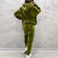 thumbnail image 4 of AVRNLIQ Women's Velour Tracksuit 2‑Piece Set Long Sleeve Hoodie with Kangaroo Pocket & Elastic Waist Jogger Pants Soft Velvet Loungewear Outfit for Casual Daily Wear, 4 of 7
