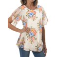 thumbnail image 3 of Fantaslook Womens Blouses Floral Ruffle 3/4 Sleeve Flowy Tops Mesh Dressy Blouses Tunic Shirts, 3 of 7