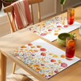 thumbnail image 4 of Flowers Placemats Set of 12 Vintage Orange Yellow Wildflower Garden Floral Place Mats Indoor Wipeable Table Mats Washable Cloth Dining Table Placemats for Kitchen Holiday Party Home Decor 13x19 Inch, 4 of 9