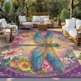 thumbnail image 2 of Purple Dragonfly Outdoor Rug for Patio/Deck/Porch, Non-Slip Large Area Rug 5 x 8 Ft, Colorful Flowers Watercolor Chic Floral Plant Indoor Outdoor Rugs Washable Area Rugs, Camping Rug Carpet Runner, 2 of 8
