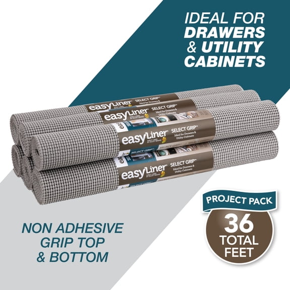 Select Grip EasyLiner Shelf Liner, Light Gray 20" x 6' 6 Rolls