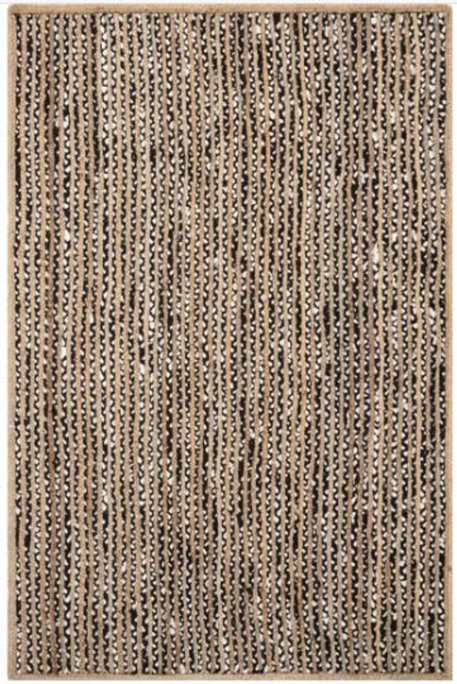 Indian Handmade Braided Black & White Cotton with Natural Jute Area Rugs , Floor Decor Carpet Size 4 x 6 Feet ( 120 cm x 180 cm )