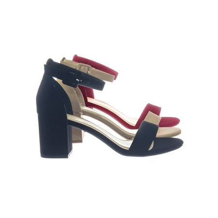 - Cake by City Classified, Minimalist Simple Chunky Block High Heel Dress Sandal w Ankle Strap