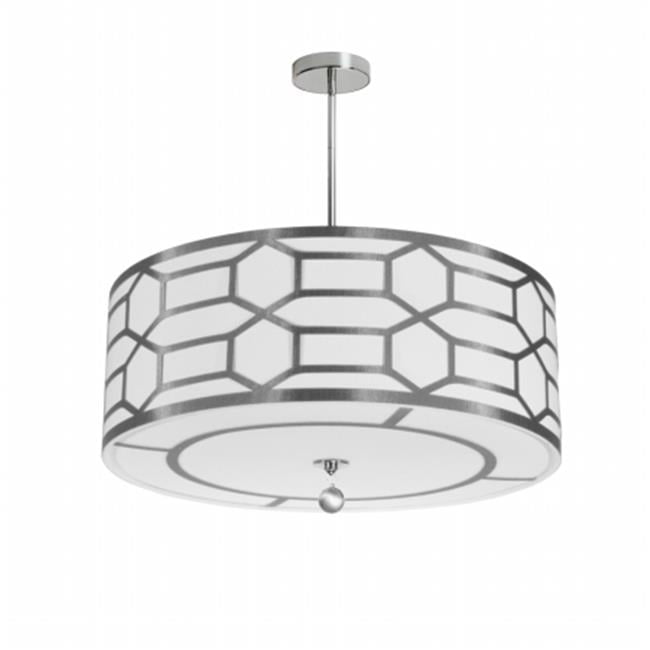 Dainolite PEM-244P-PC-SV 4 Light Pendant, Silver & White ...