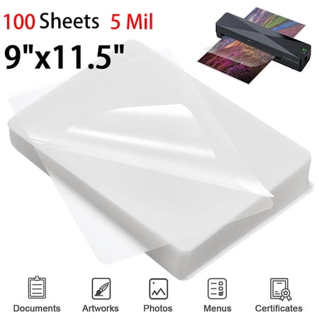 MFLABEL-100 Pack 5 Mil Thermal Laminating Pouches, 9"x11.5" Letter Size Clear Laminator Sheets