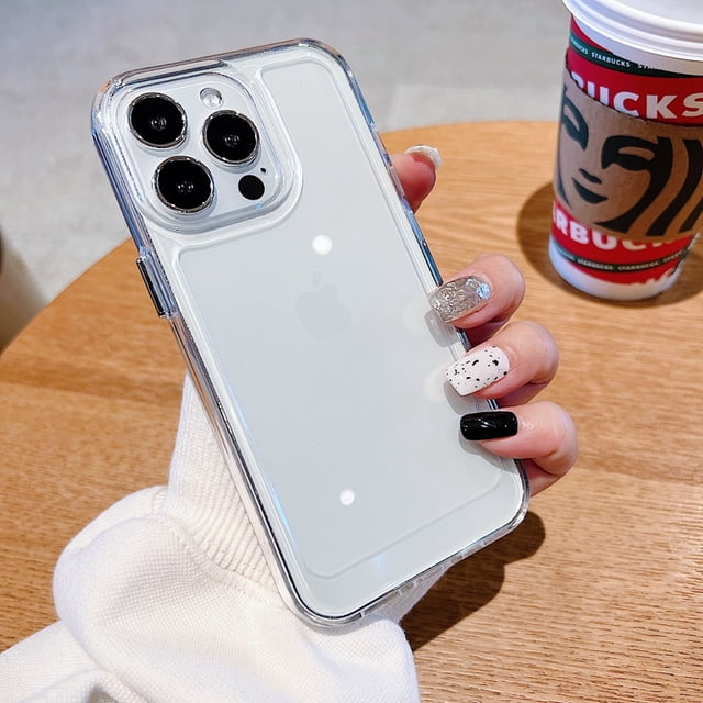 Lujosa funda transparente a prueba de golpes para iPhone, carcasa acrílica dura de parachoques transparente para modelos 15, 14, 13, 12 Mini, 11 Pro, X, XR, XS Max, 7, 8 Plus