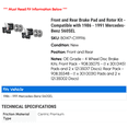 thumbnail image 2 of Front and Rear Brake Pad and Rotor Kit - Compatible with 1986 - 1991 Mercedes-Benz 560SEL 1987 1988 1989 1990, 2 of 2