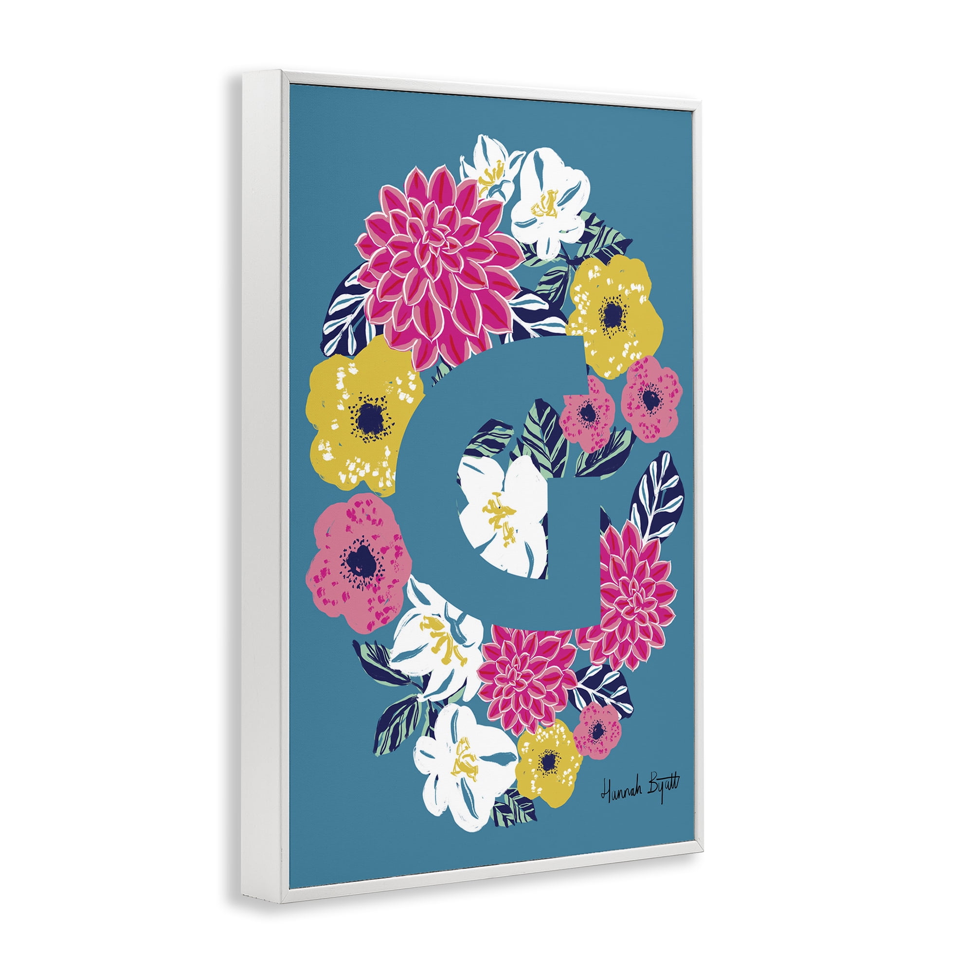 Stupell Industries Floral Bloom Letter G Botanical & Floral Painting White Framed Art Print Wall Art, 20 x 30