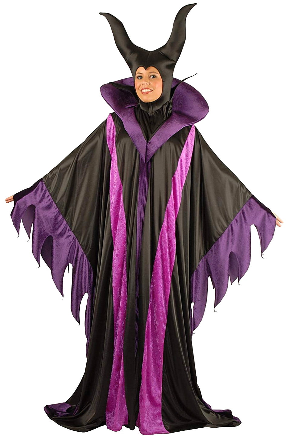 Plus Size Maleficent Costume Black Gown Adult Witch Party Fancy Dress 