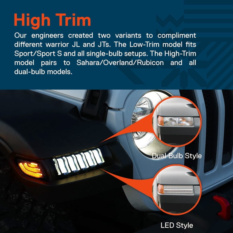 ANODZU LED Front Side Marker Lights Fit for Jeep Wrangler JL 2018 2019 2020 2021 2022 2023 2024, Amber Lens Fender Flare Turn Signal Light Lamp Accessories