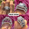 thumbnail image 3 of SFTING Wedding Rings Set for Women Princess Cut Engagement Rings Wedding Set Silver 18K Plated 5A CZ Sapphire Promise Size 7, 3 of 8