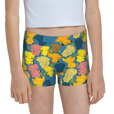 Pofeuu Retro Boho Elephants Print Soft Cotton Girls Boyshort panties Toddler Underwear-X-Small