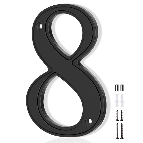 Número de casa 8 Emotionlite de aleación de zinc negra de 13 cm