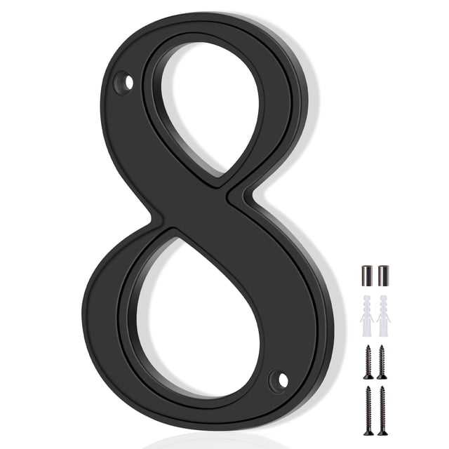 Número de casa 8 Emotionlite de aleación de zinc negra de 13 cm