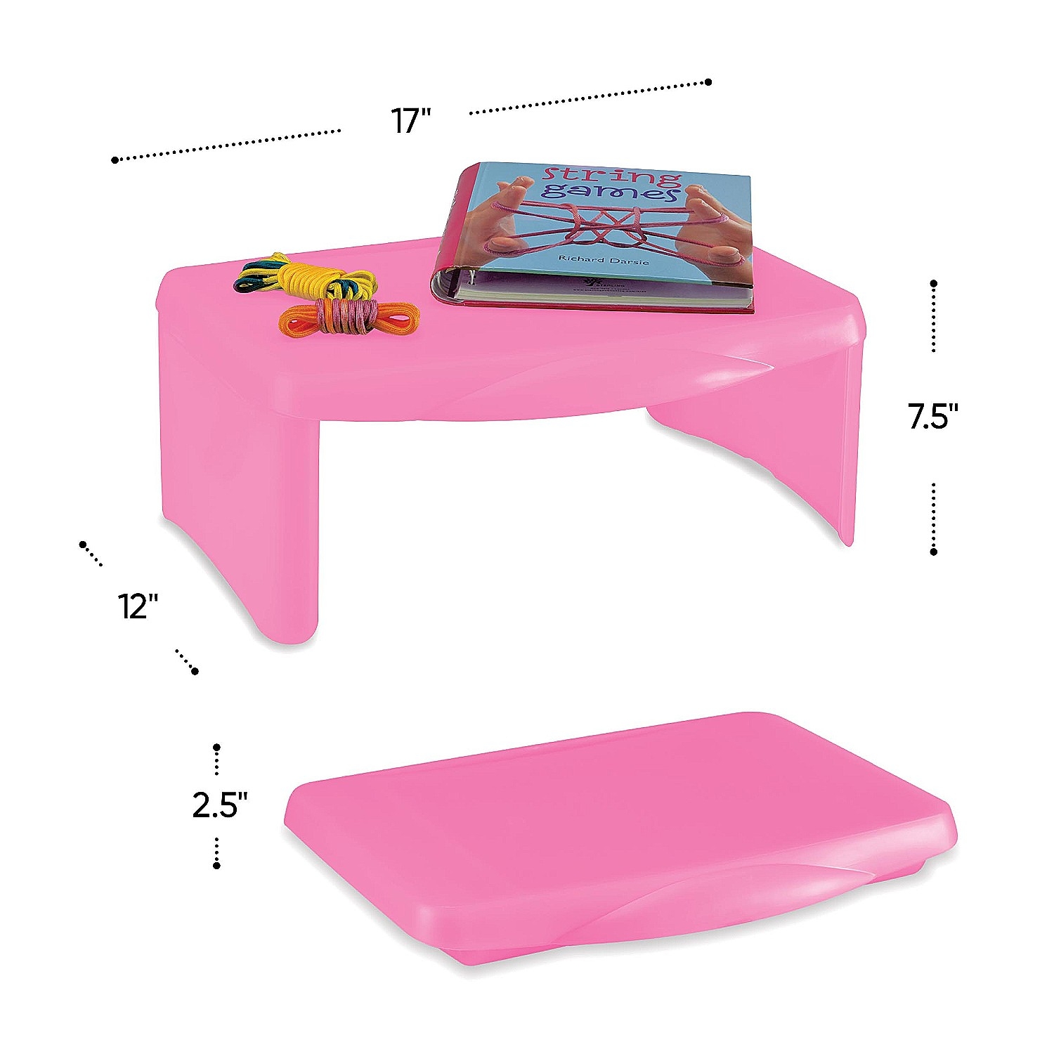 HearthSong Portable Folding Lap Desk With Storage Activity Tray - Pink - image 4 of 9