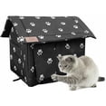 thumbnail image 1 of Casa para gatos de invierno: refugio cálido, cama impermeable con cortina, casa impermeable y resistente al viento para gatos y perros pequeños., 1 of 5