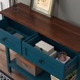 thumbnail image 4 of Farmhouse Style Console Table with 2 Drawer and Bottom Storage Shelf for Entryway, Rustic Side Table with Storage Drawer and Shelf for Living room, Hallway (Blue), 4 of 12