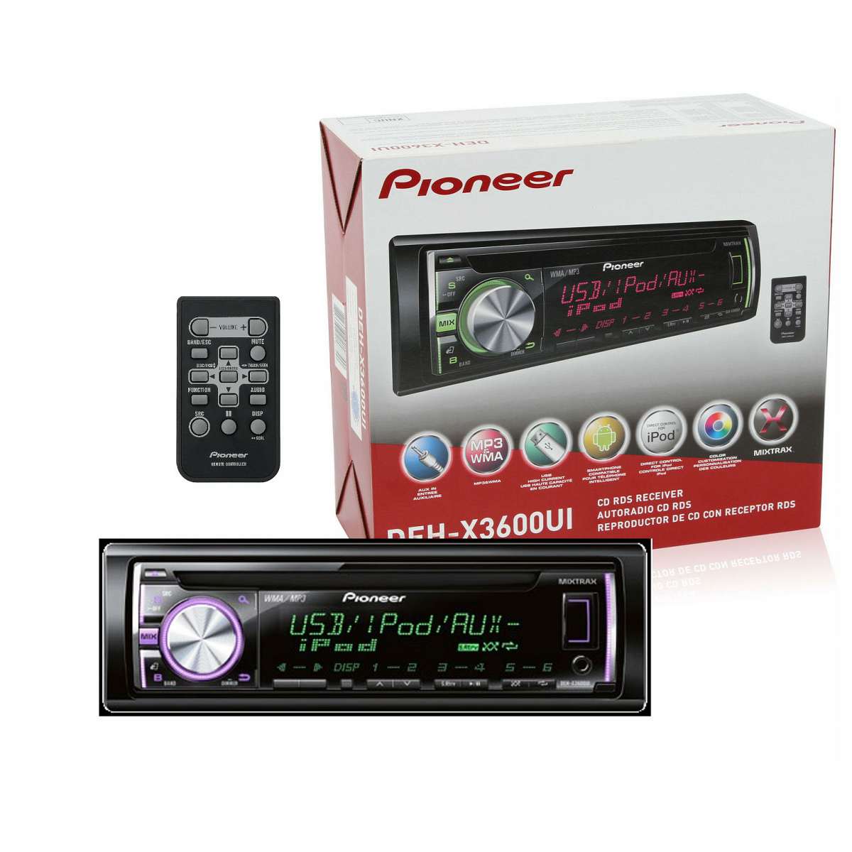 Pioneer DEHX3600UI In Dash CD Player Receiver w/ Front USB / Aux New